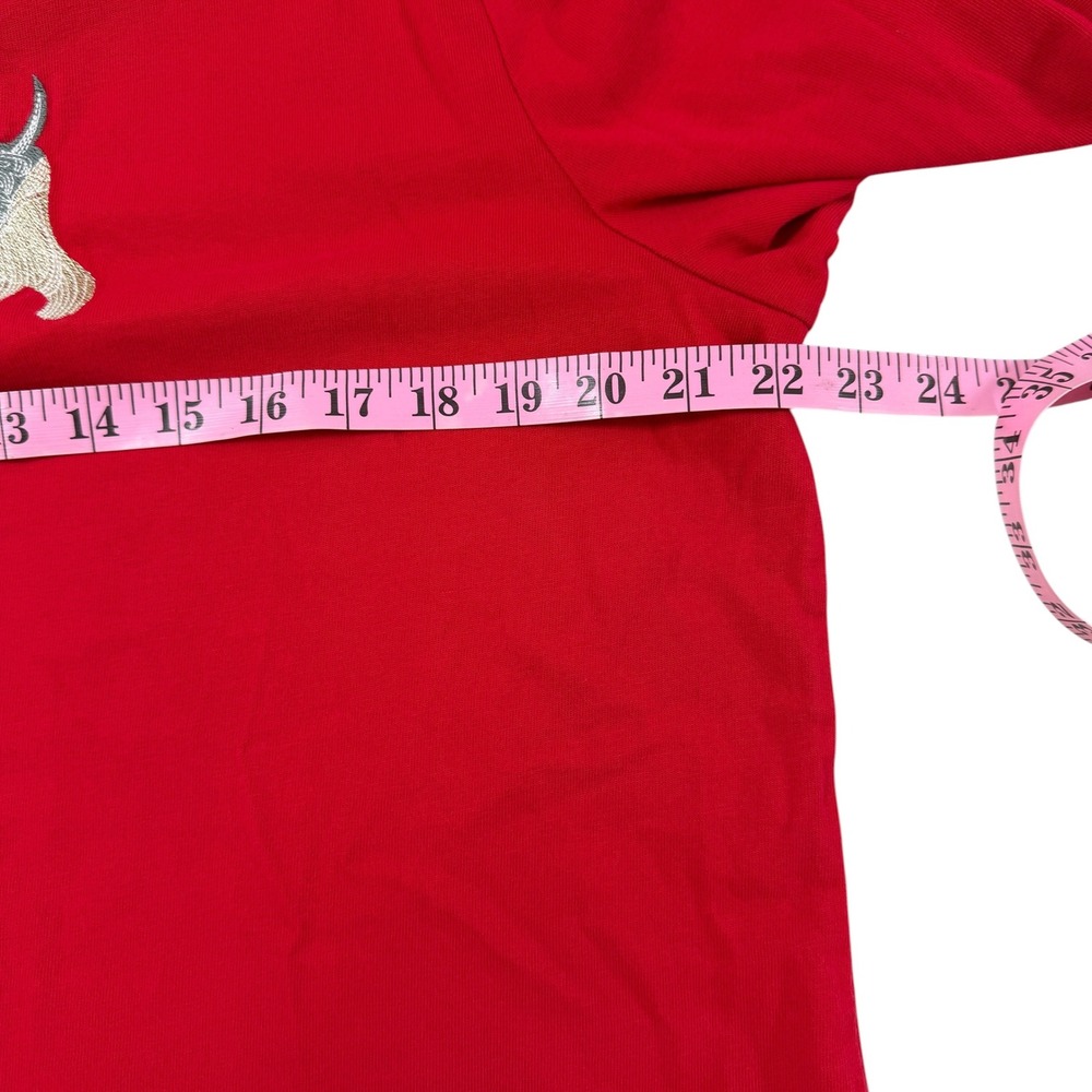 Talbots Womens XL Red Cotton Long Sleeve Tee Embroidered Terrier‎ Dog Graphic - Picture 4 of 9